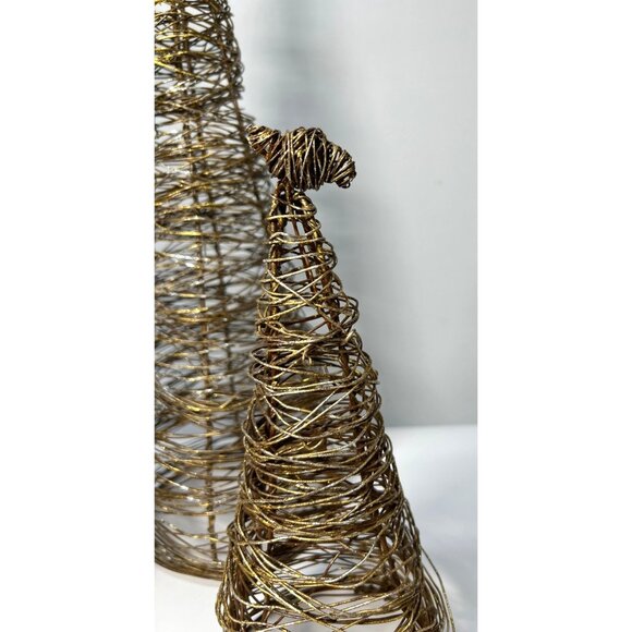 Set Of 3 Gold Wire Christmas Tree Decorations - Picture 4 of 6